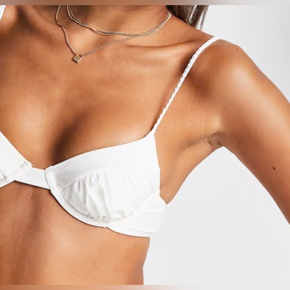 Fashion Union Exclusive | Ruched Underwire Bikini Top | White | Women’s 6 & 8 - Picture 1 of 8
